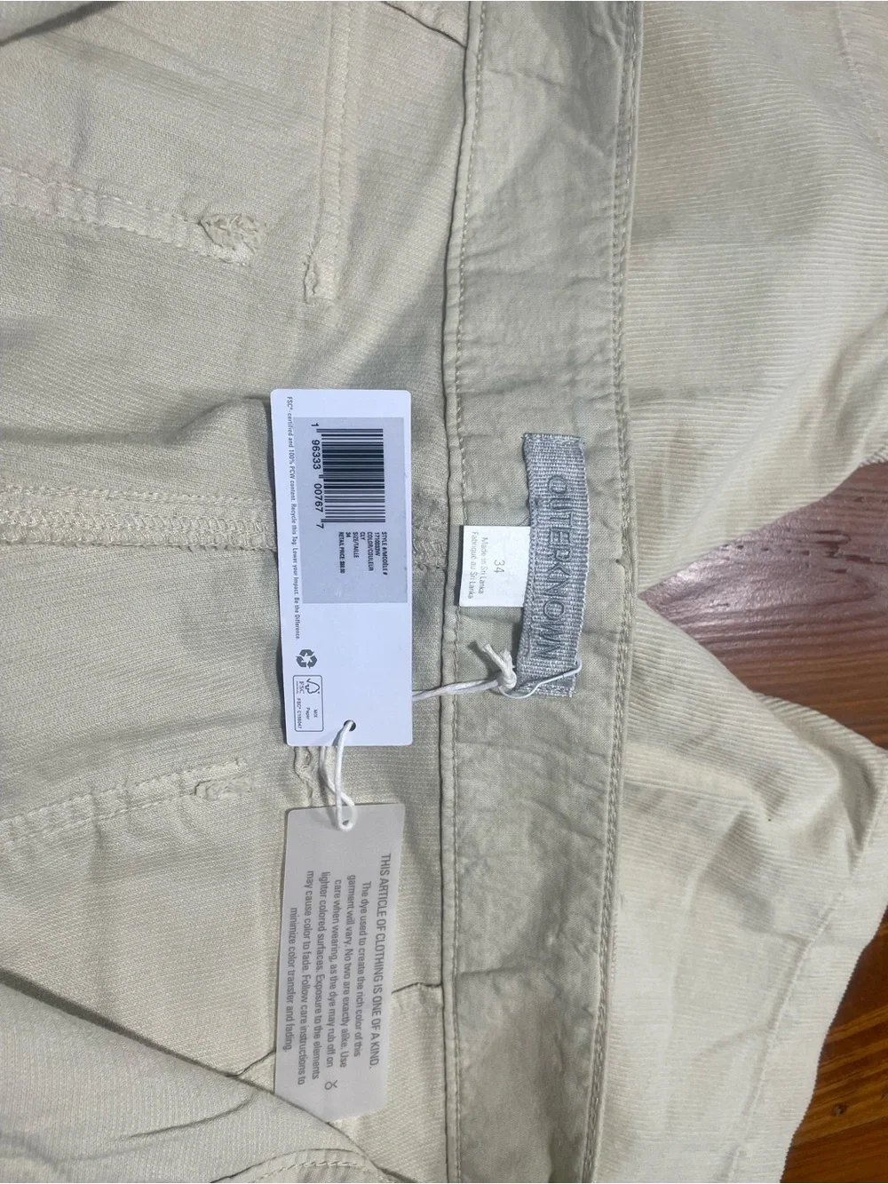 NWT Outerknown Men's Seventyseven Cord Utility Shorts / Color: Clay - Picture 3 of 6